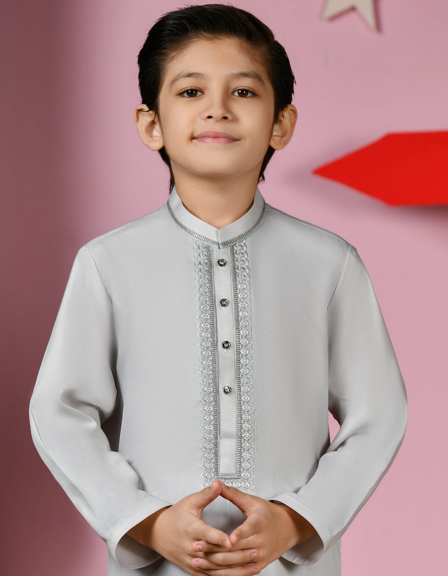 ASH GREY BLENDED KURTA PAJAMA | JCKP-A-38895