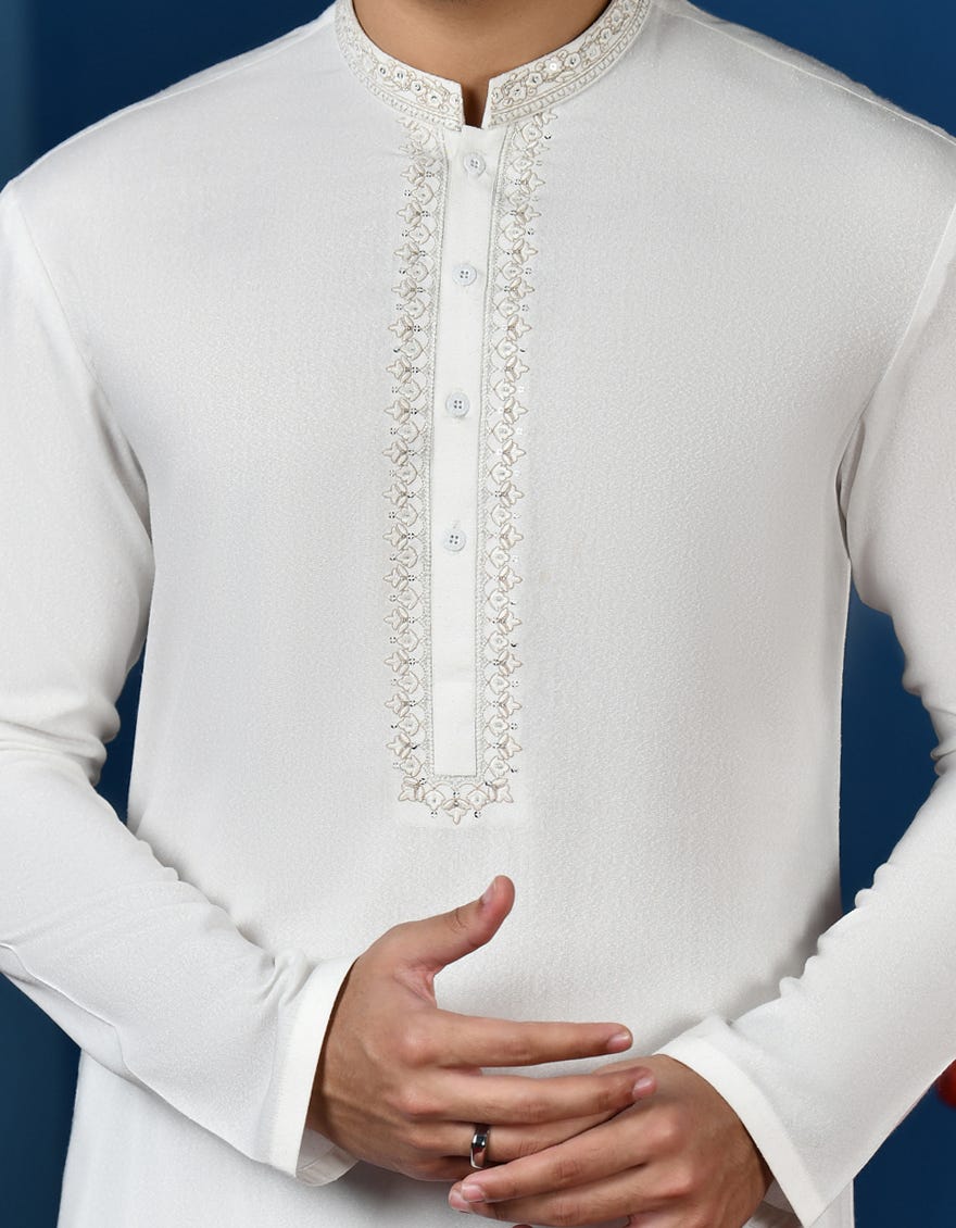OFF WHITE BLENDED KAMEEZ SHALWAR | JTKS-A-38897