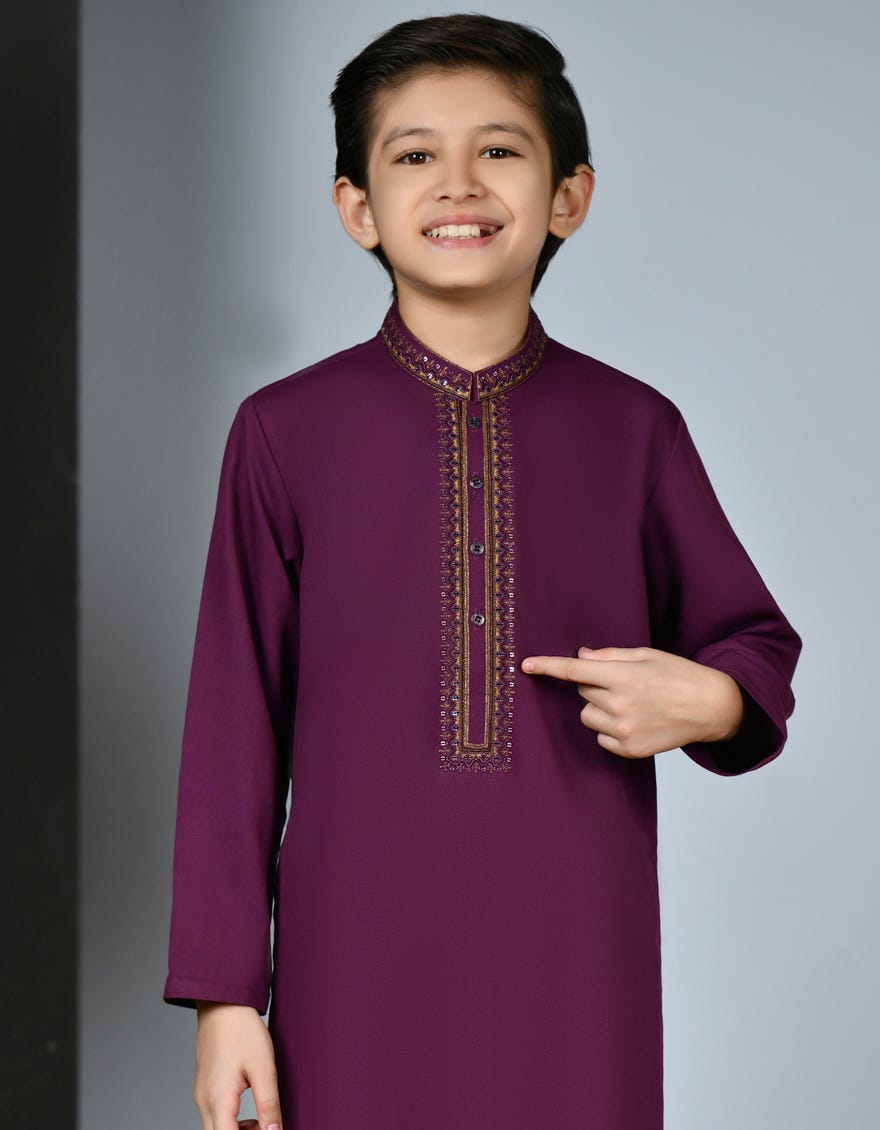 BURGUNDY BLENDED KAMEEZ SHALWAR | JCKS-S-38900