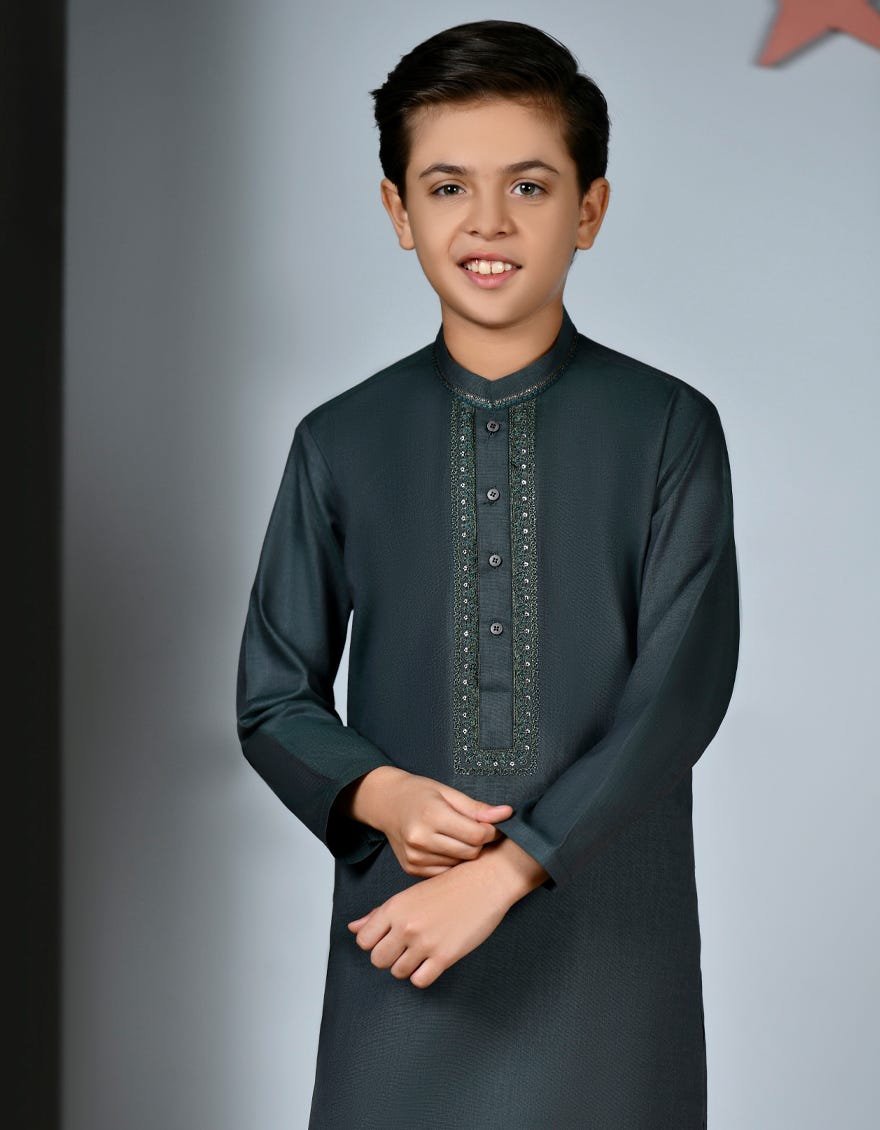 GREEN COTTON KURTA PAJAMA | JCKP-A-38902