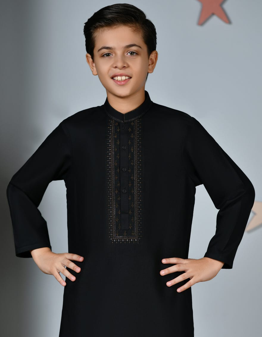 BLACK BLENDED KAMEEZ SHALWAR | JCKS-A-38913