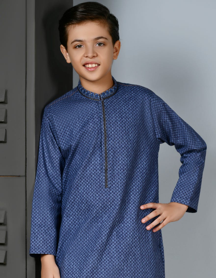 DARK BLUE SLUB KURTA | JCK-W-38917