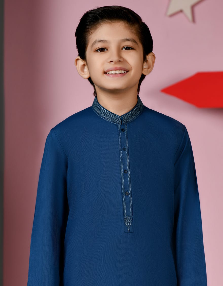 BLUE BLENDED KURTA PAJAMA | JCKP-A-38920