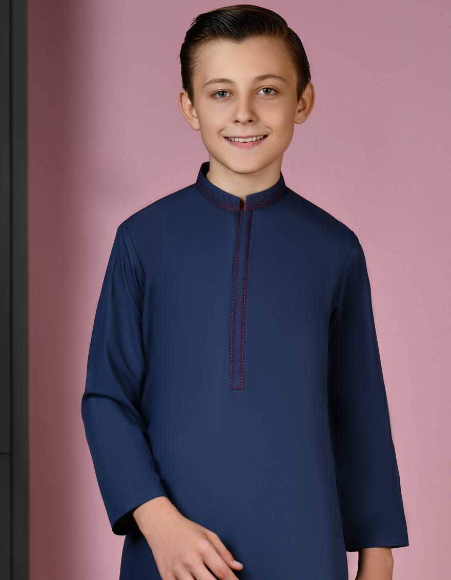 DULL BLUE BLENDED KURTA PAJAMA | JCKP-A-38921