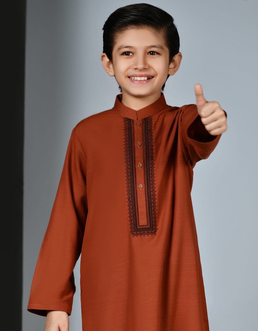 RUST BLENDED KAMEEZ SHALWAR | JCKS-A-38922