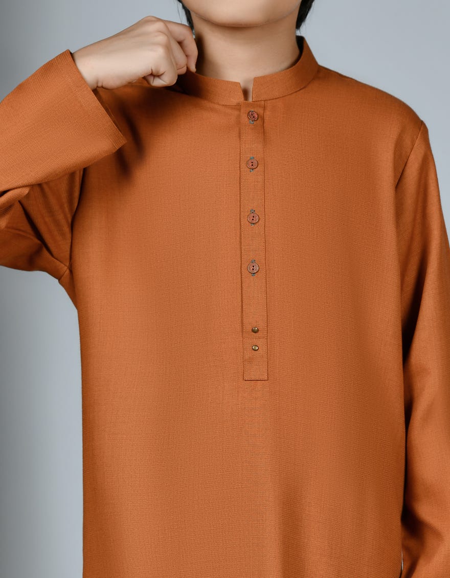OCHRE BLENDED KURTA PAJAMA | JCKP-A-38935