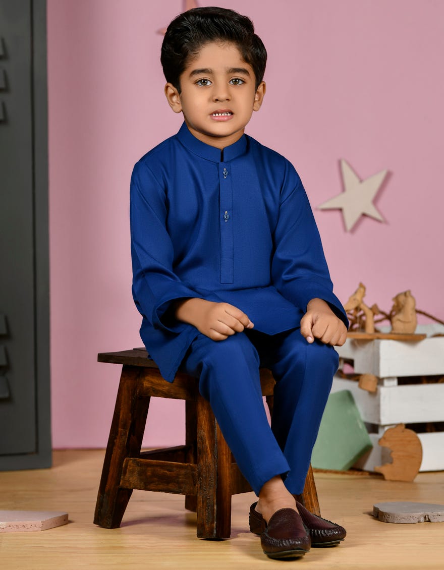 BLUE BLENDED KURTA PAJAMA | JCKP-A-38936