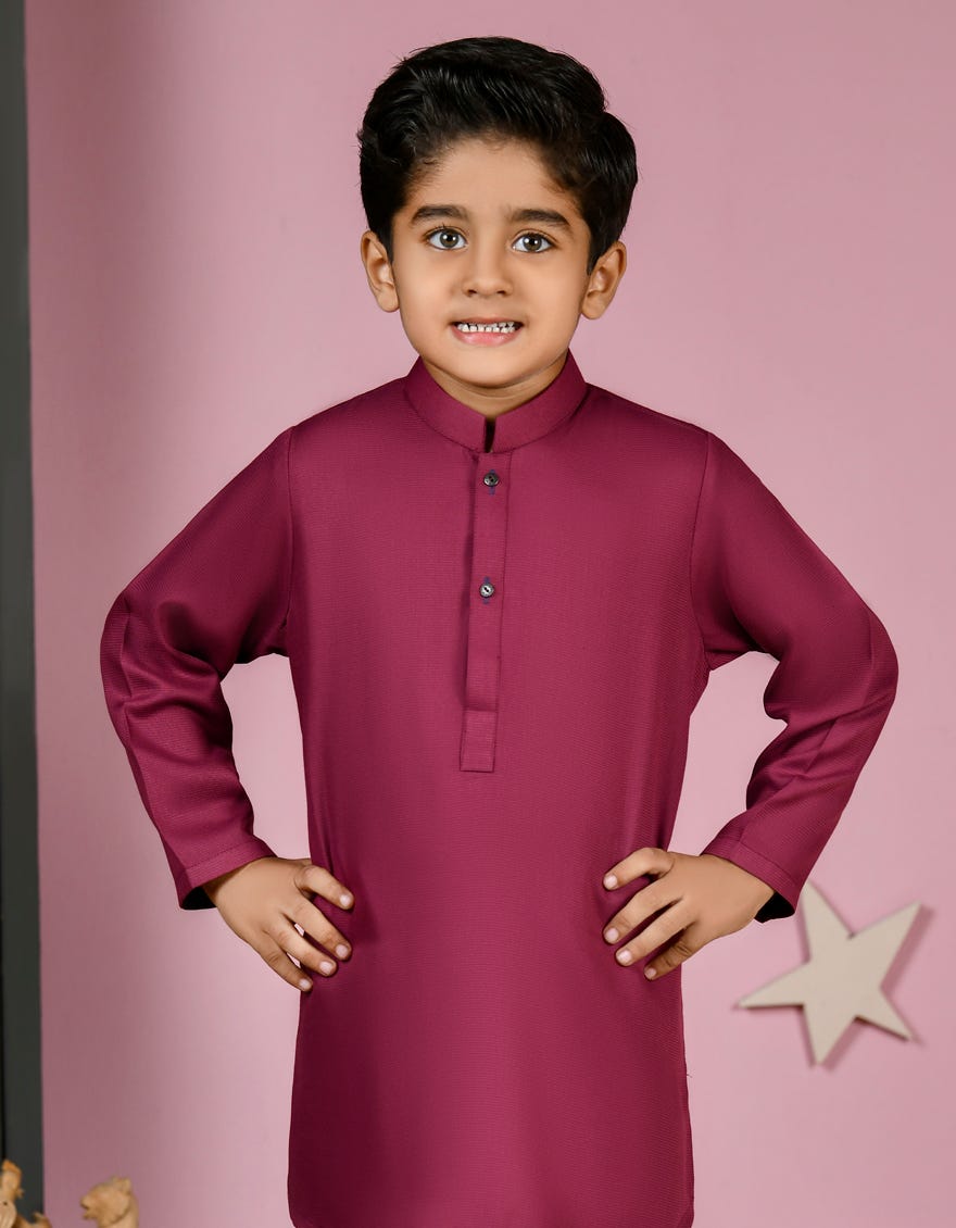 BURGUNDY BLENDED KURTA PAJAMA | JCKP-A-38937