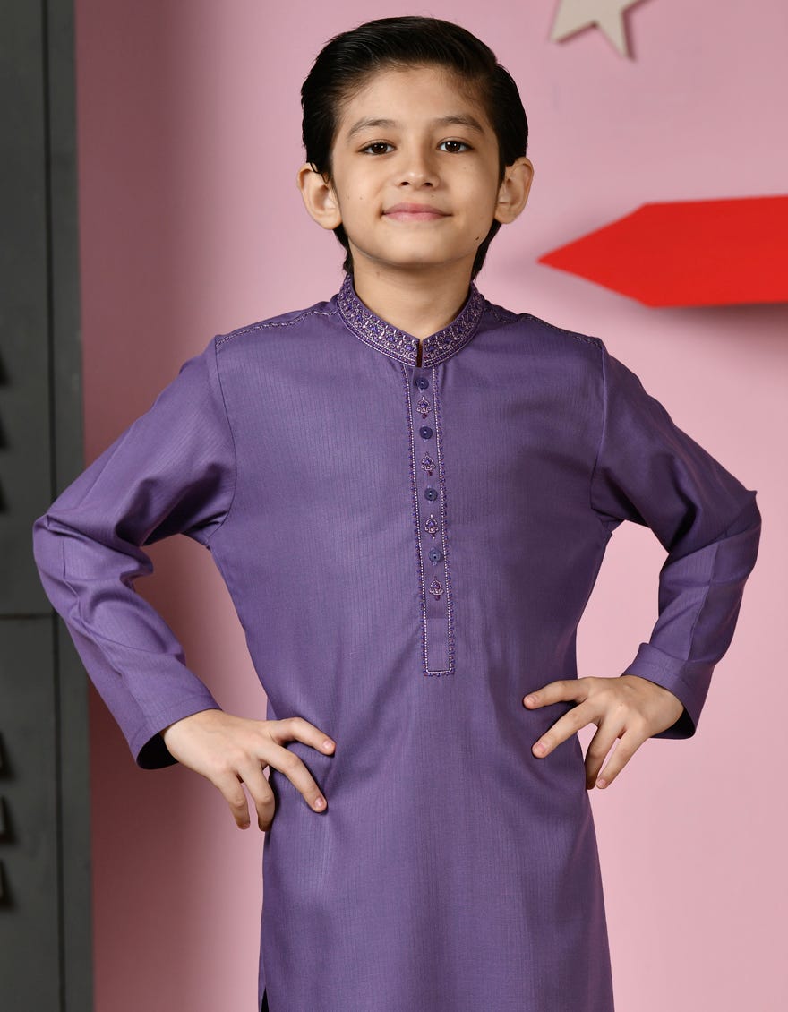 LIGHT PURPLE BLENDED KURTA PAJAMA | JCKP-A-38944