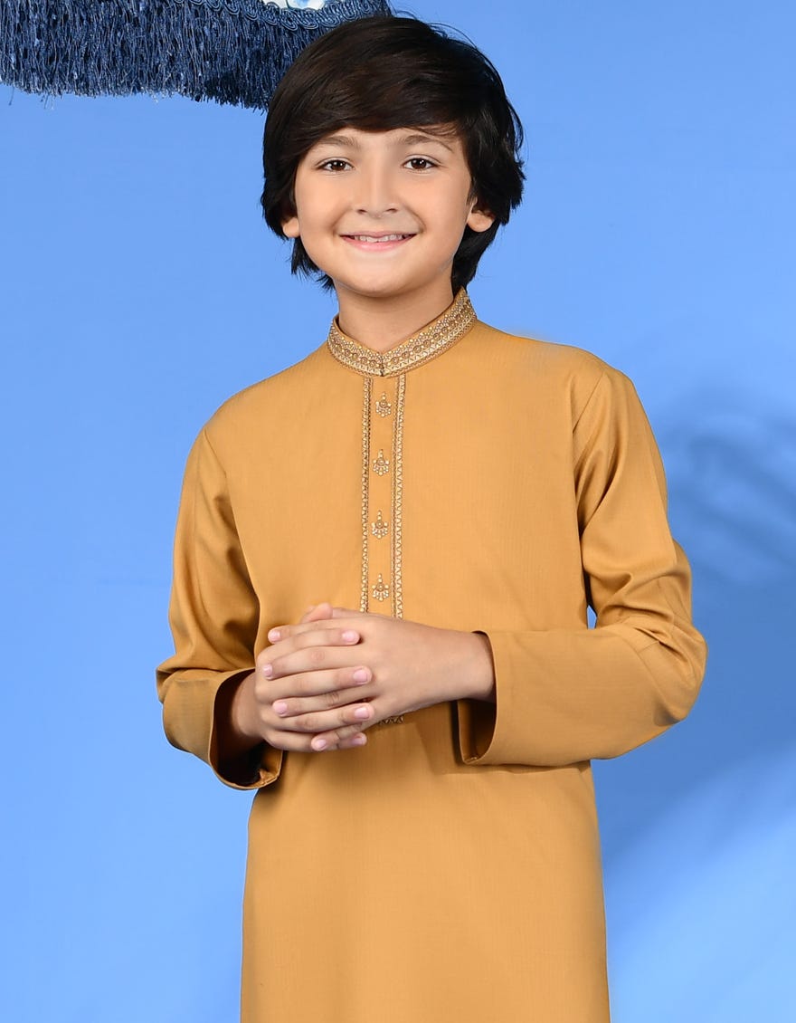 GOLD BLENDED KURTA PAJAMA | JCKP-A-38945
