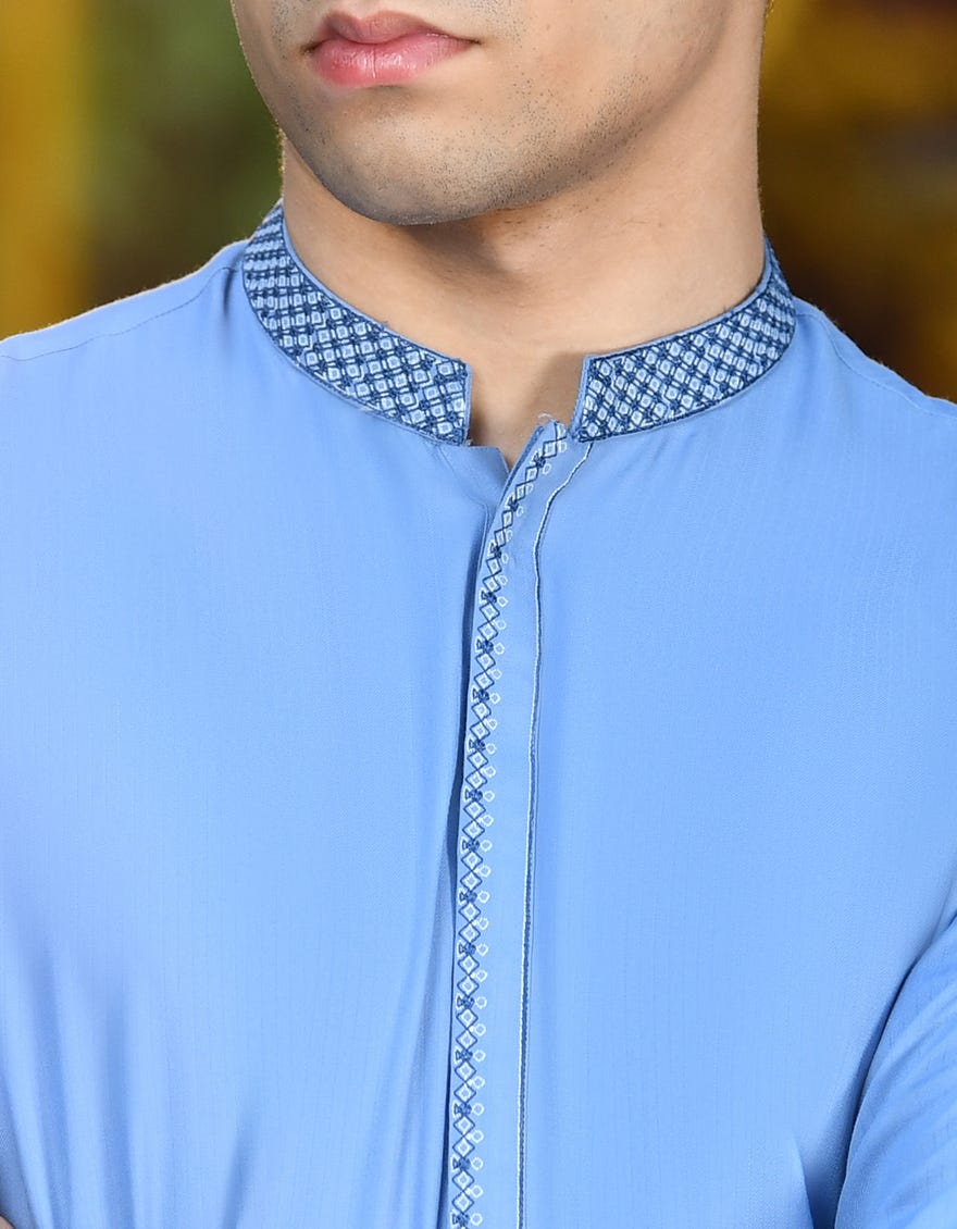 SKY BLUE BLENDED KAMEEZ SHALWAR | JTKS-A-38947