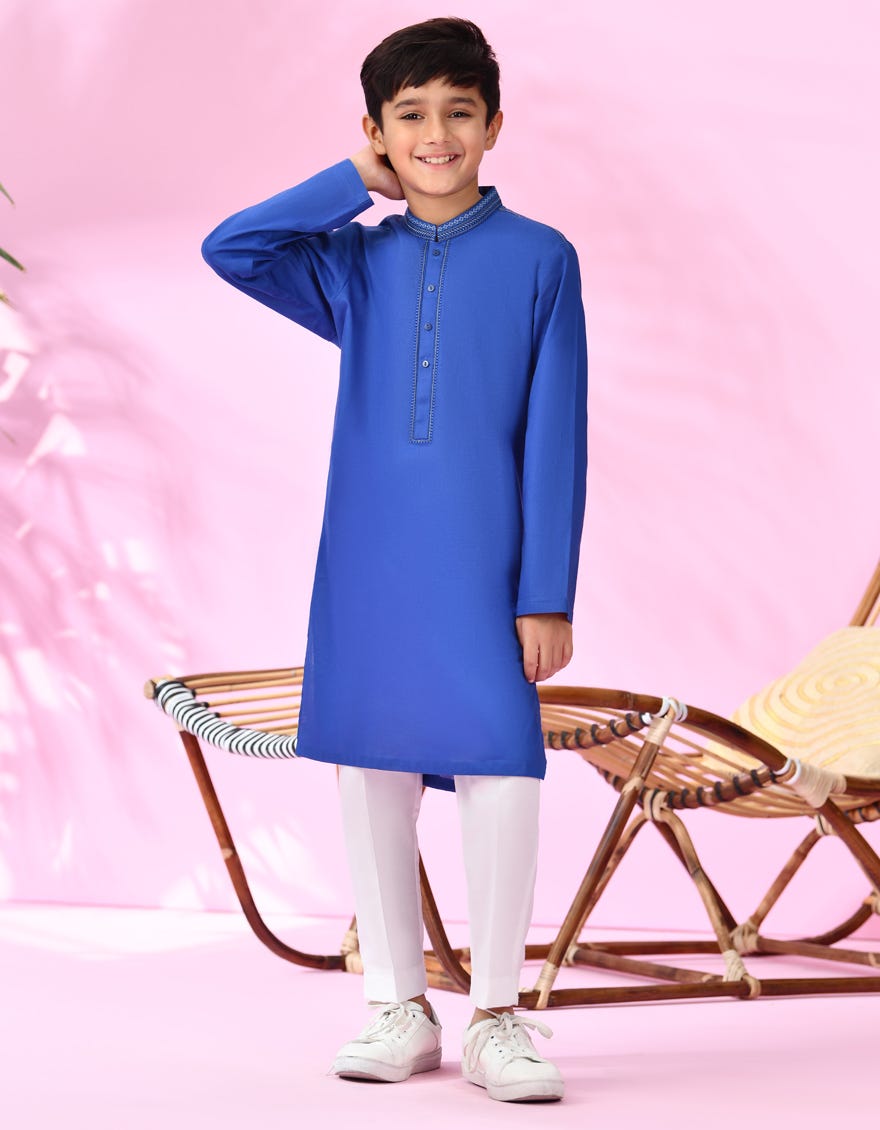 ROYAL BLUE COTTON KURTA | JCK-S-38979
