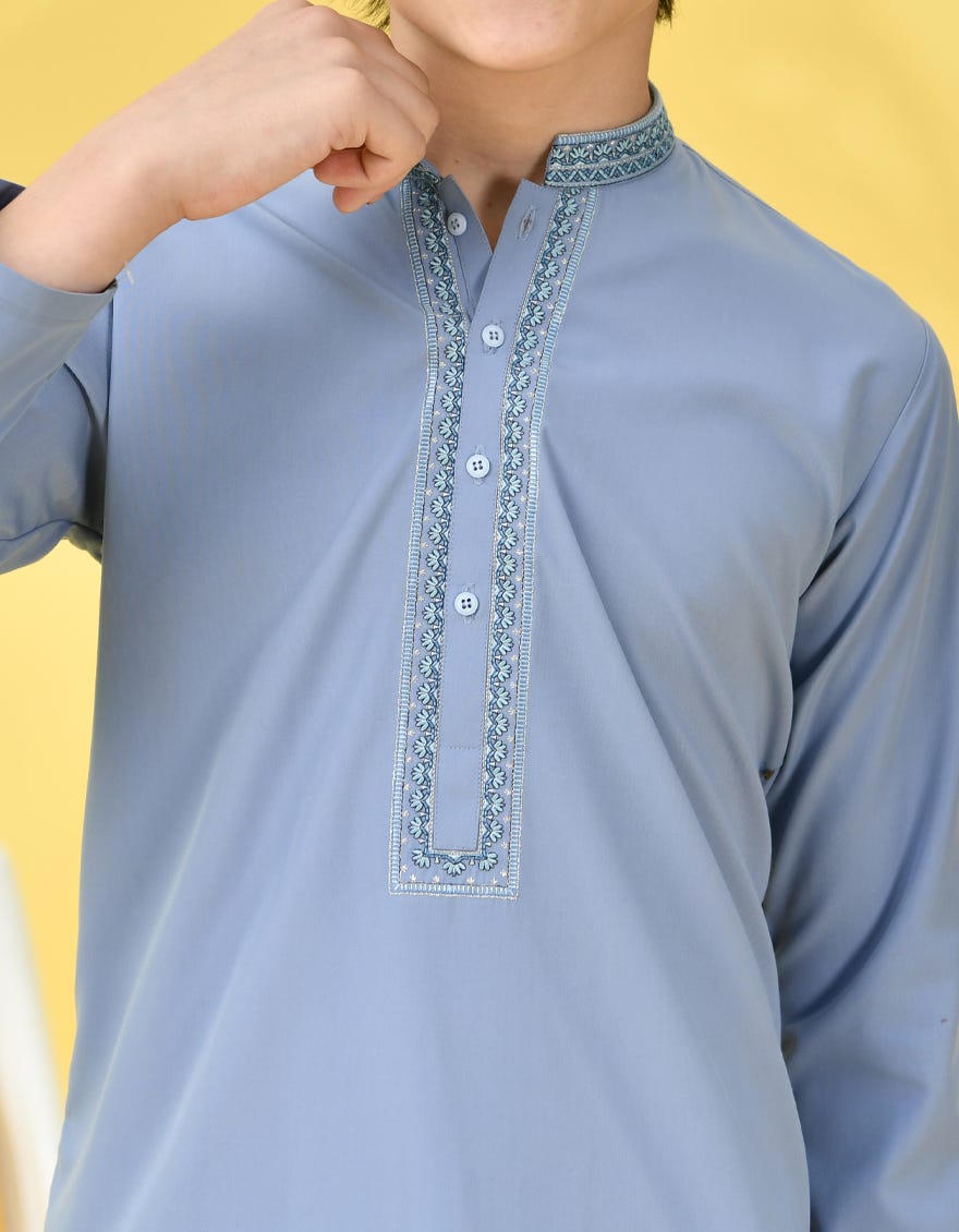 GREY-BLUE BLENDED KAMEEZ SHALWAR | JCKS-S-38987
