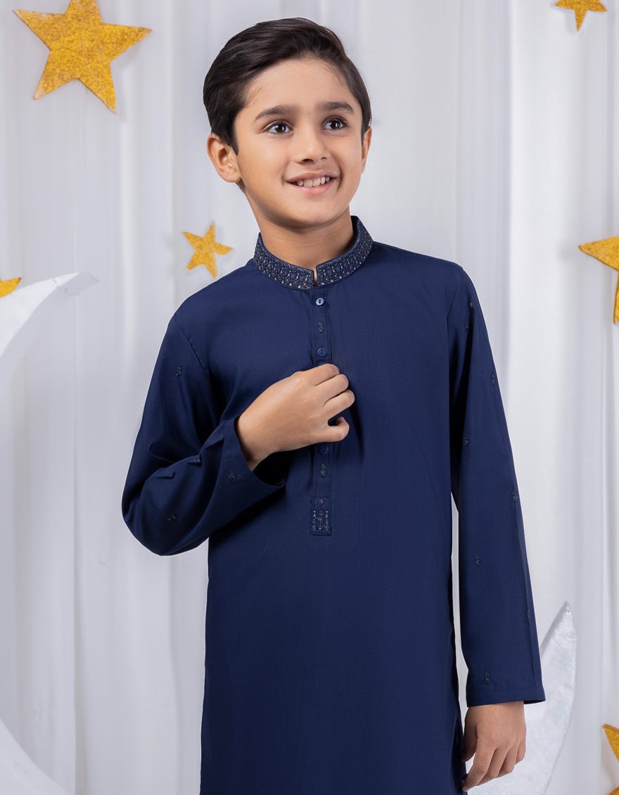 NAVY BLUE BLENDED KAMEEZ SHALWAR | JCKS-S-38995