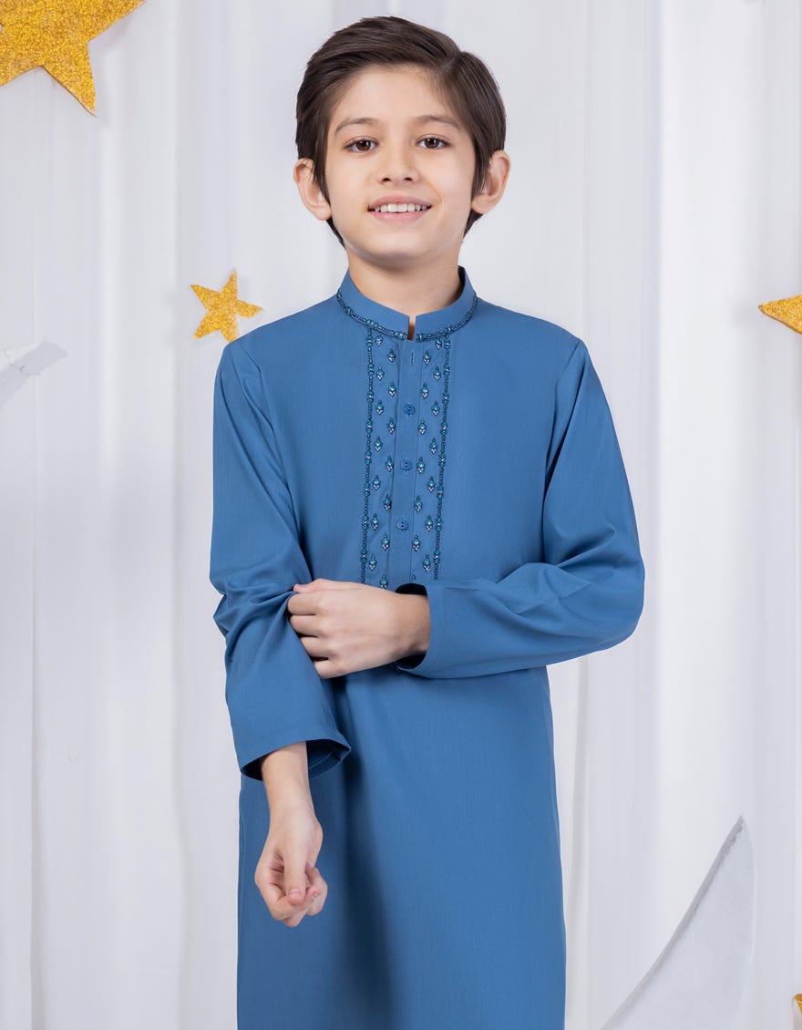 DULL BLUE BLENDED KAMEEZ SHALWAR | JCKS-S-39004