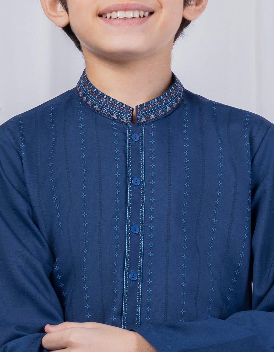BLUE BLENDED KURTA PAJAMA | JCKP-S-39028