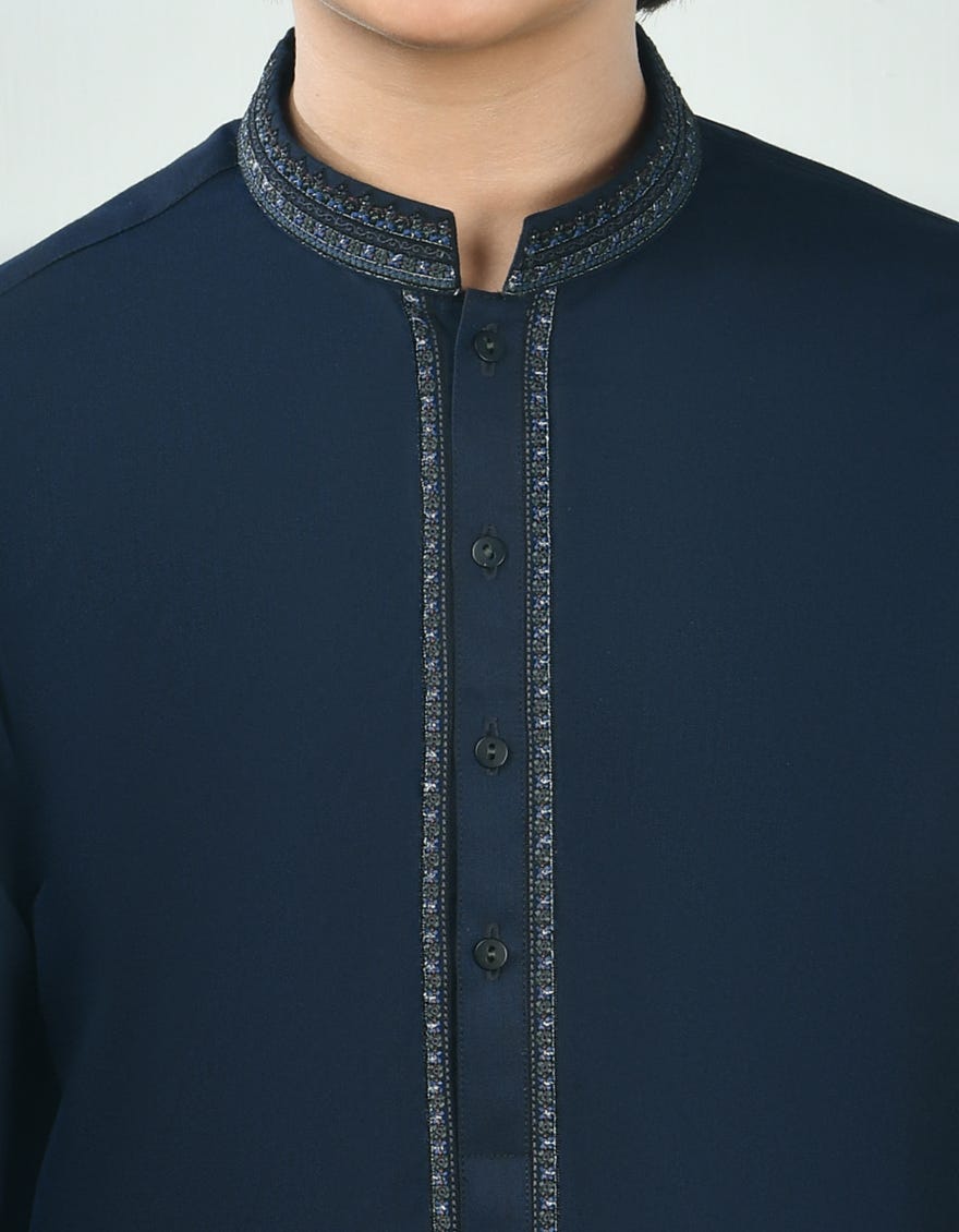 NAVY BLUE BLENDED KAMEEZ SHALWAR | JCKS-S-39044