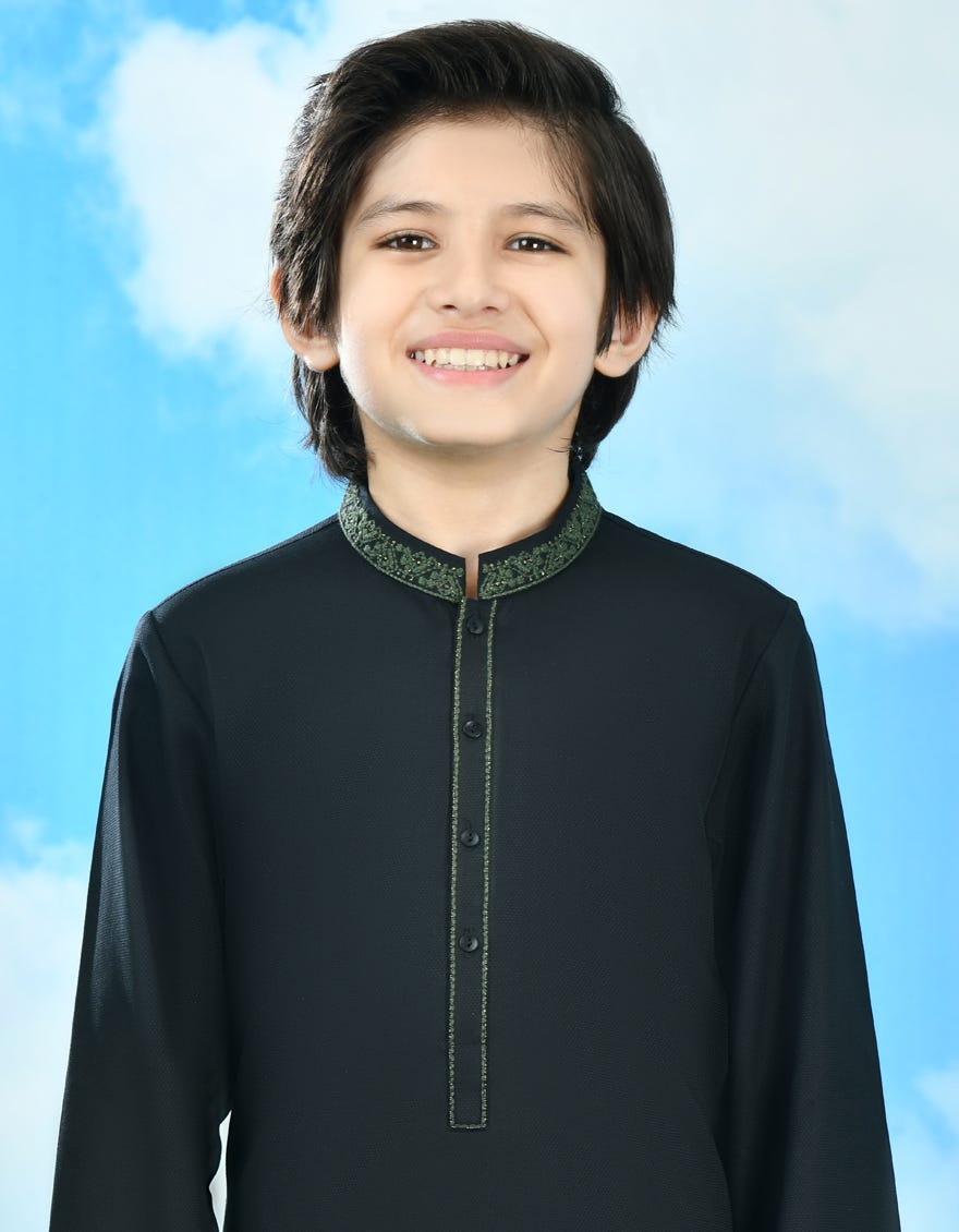 BLACK BLENDED KURTA PAJAMA | JCKP-A-39052