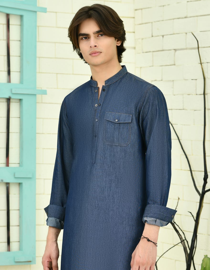BLUE COTTON KURTA | JTK-A-39062