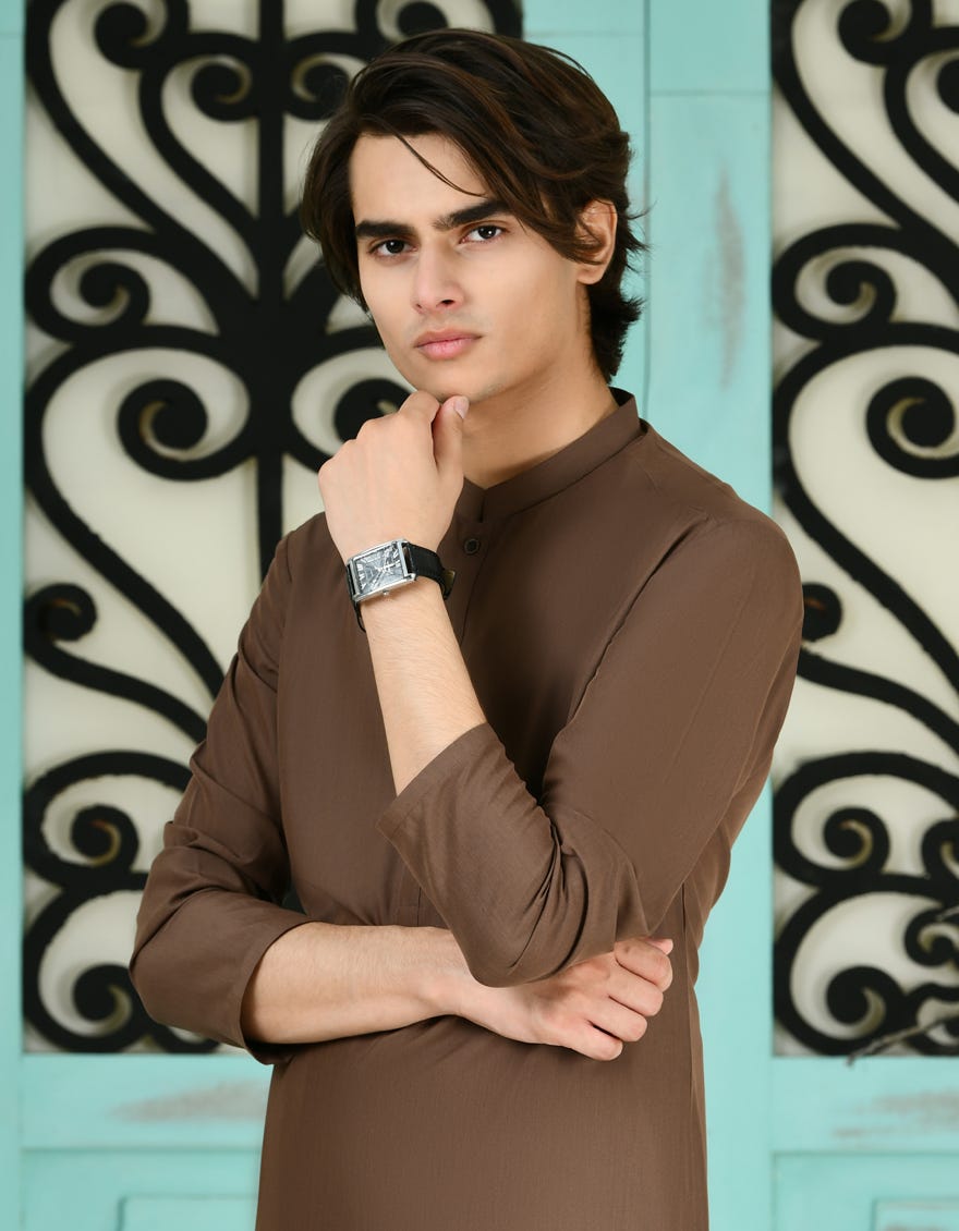 BROWN BLENDED KURTA PAJAMA | JTKP-A-39093