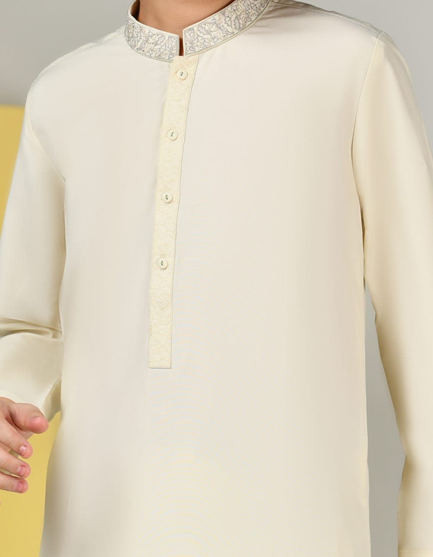 CREAM BLENDED KAMEEZ SHALWAR | JCKS-S-39112