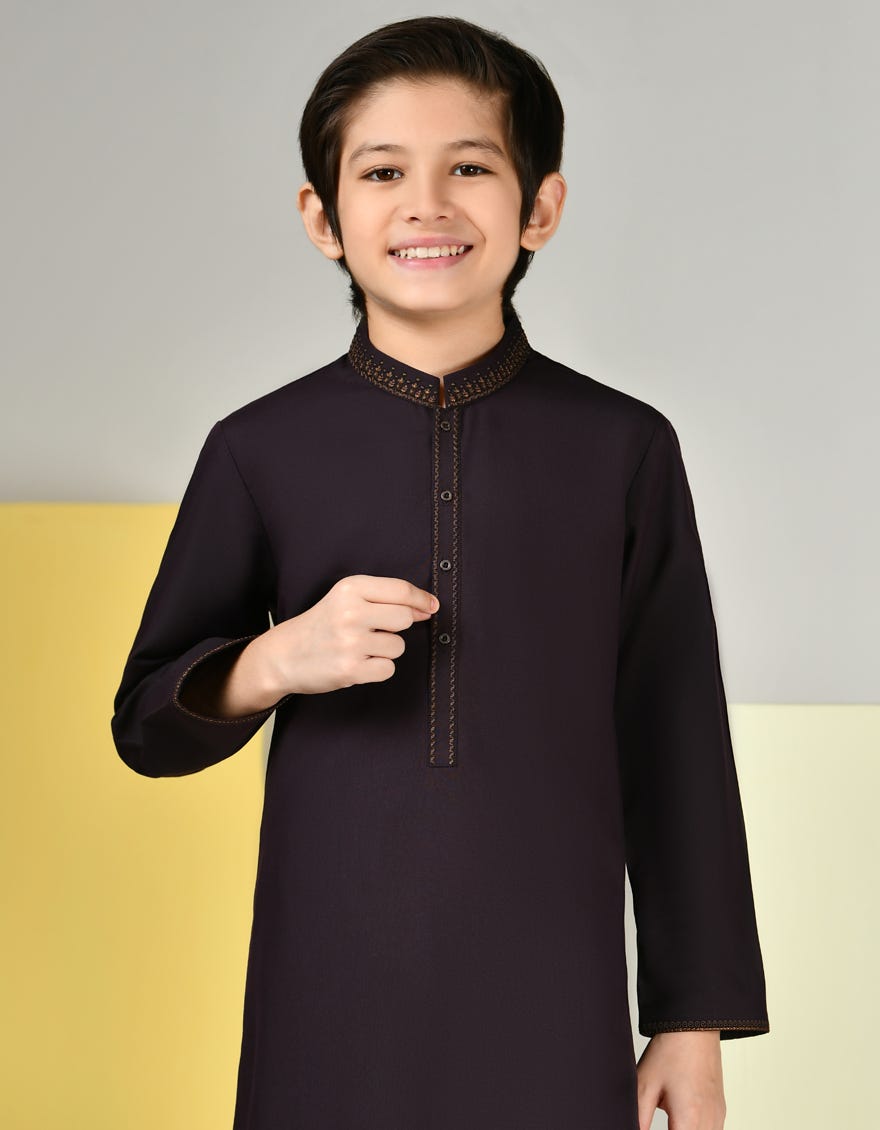 DARK PURPLE BLENDED KURTA PAJAMA | JCKP-A-39126