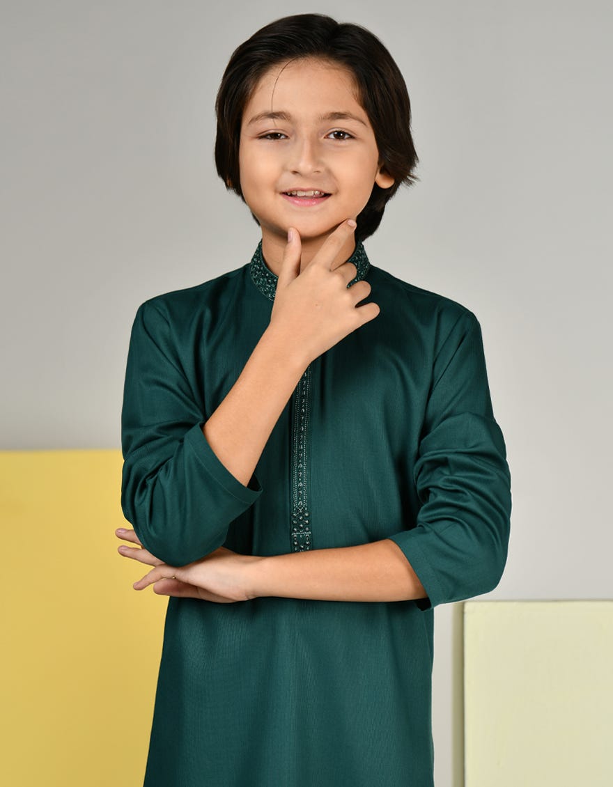 GREEN BLENDED KURTA PAJAMA | JCKP-A-39129