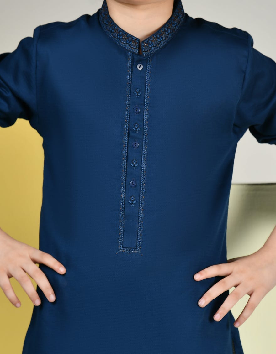 BLUE COTTON KURTA PAJAMA | JCKP-S-39133