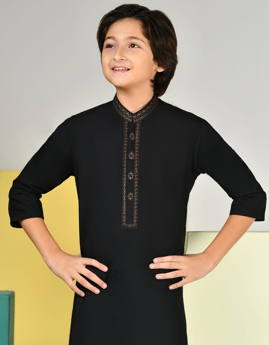 BLACK KURTA PAJAMA | JCKP-A-39135