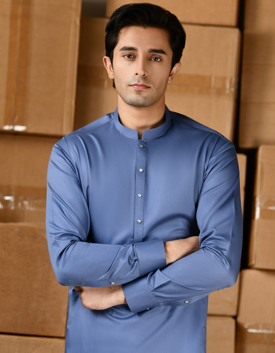 BLUE COTTON KAMEEZ SHALWAR | JTKS-A-39151