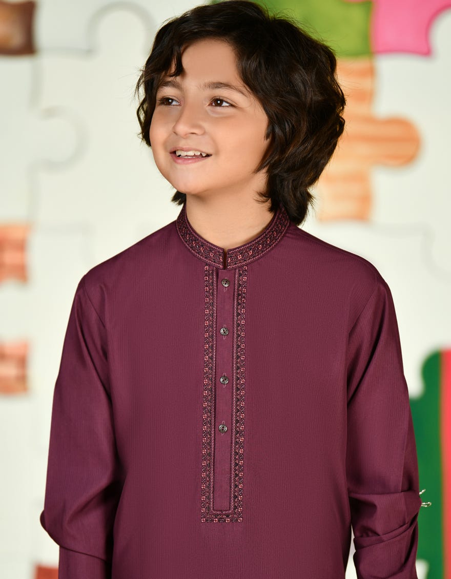 PURPLE BLENDED KURTA PAJAMA | JCKP-A-39183
