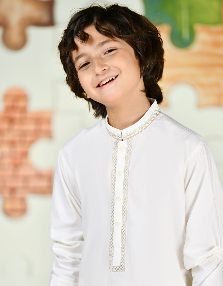 OFF WHITE COTTON KAMEEZ SHALWAR | JCKS-A-39191