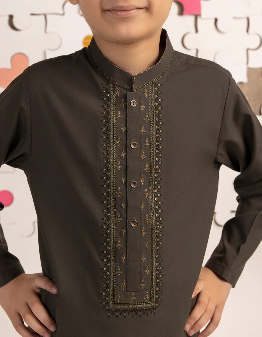 OLIVE SEMI-FORMAL KURTA