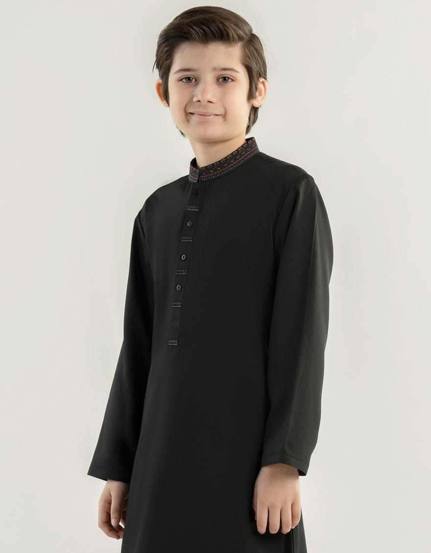 BLACK BLENDED KAMEEZ SHALWAR | JCKS-A-39222