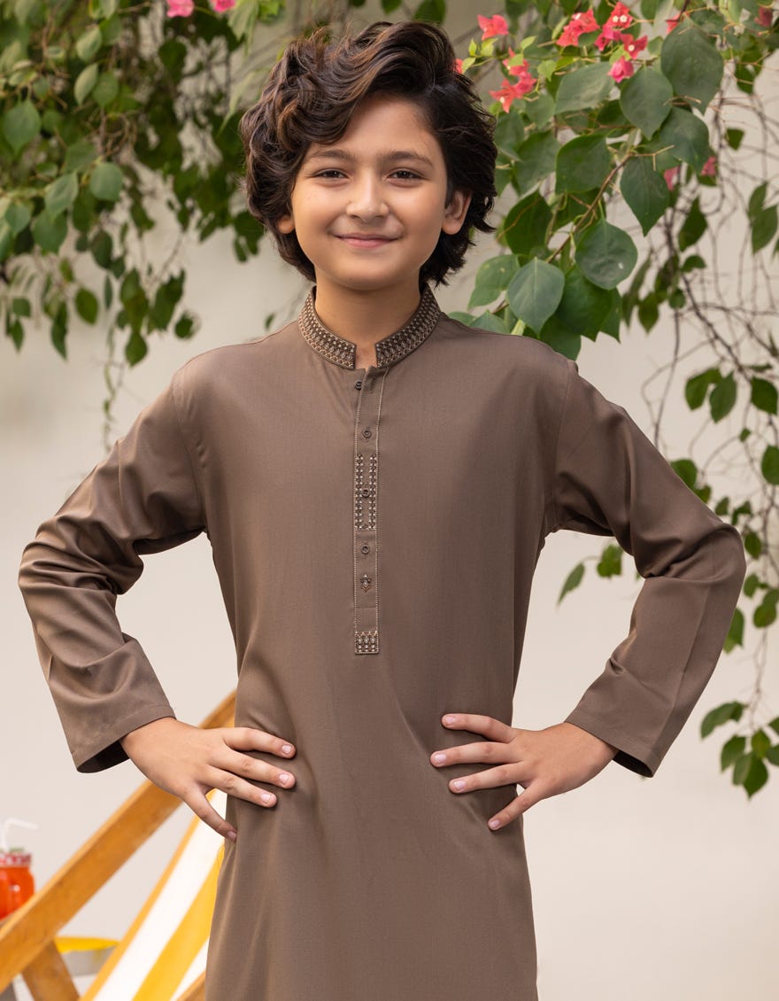 LIGHT BROWN BLENDED KAMEEZ SHALWAR | JCKS-A-39223