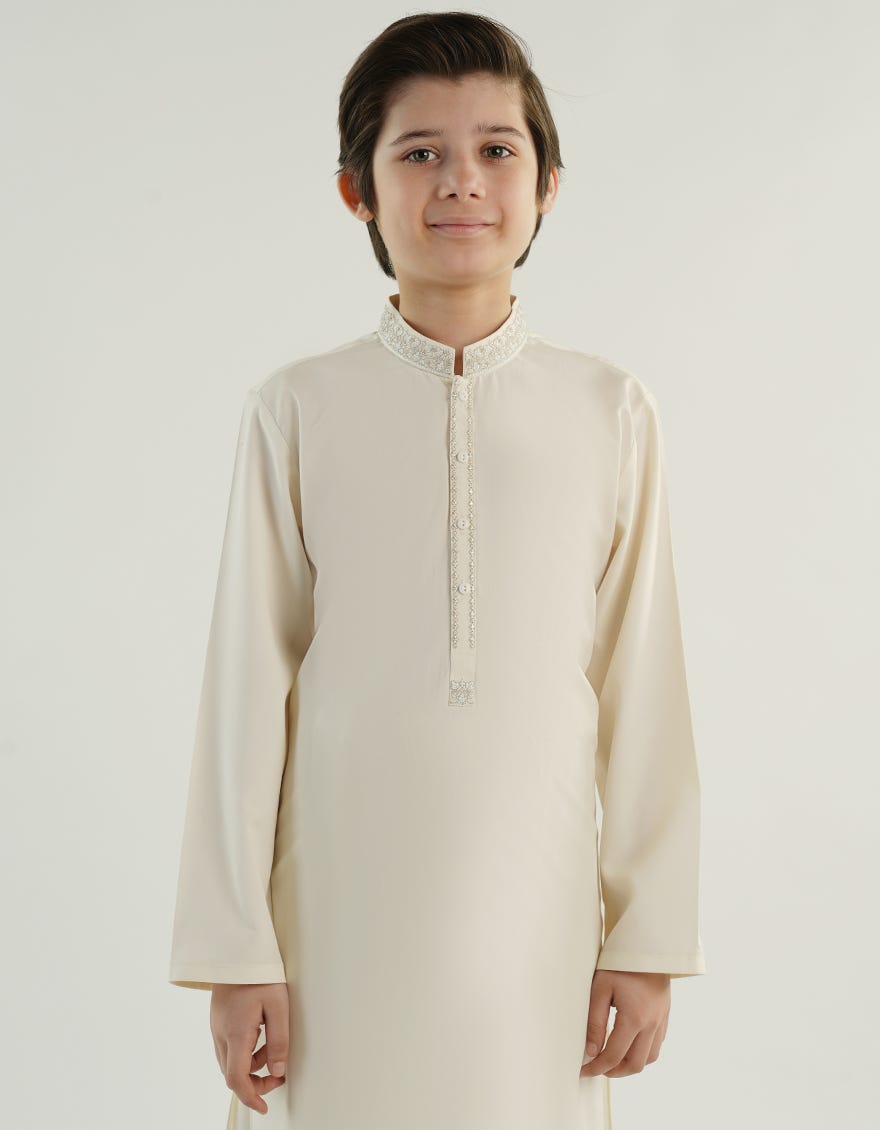 OFF WHITE BLENDED KAMEEZ SHALWAR | JCKS-A-39225