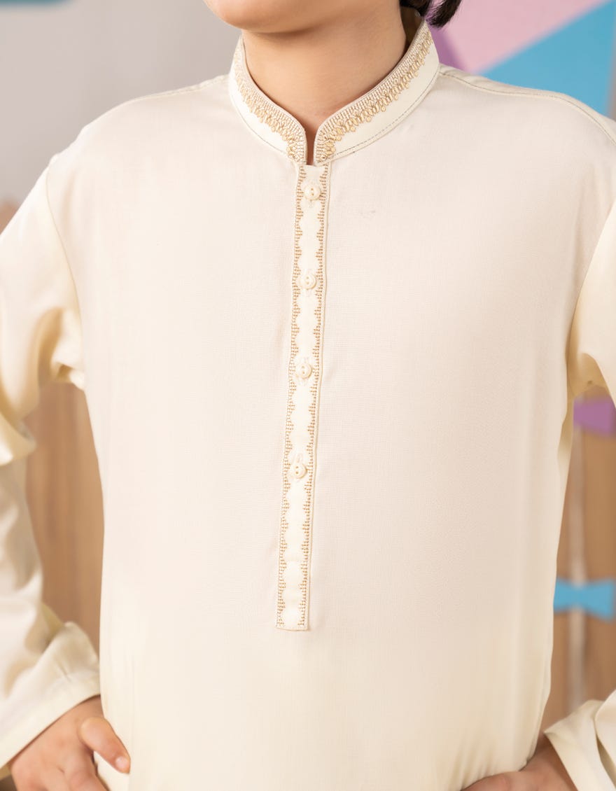 CREAM BLENDED KURTA TROUSER