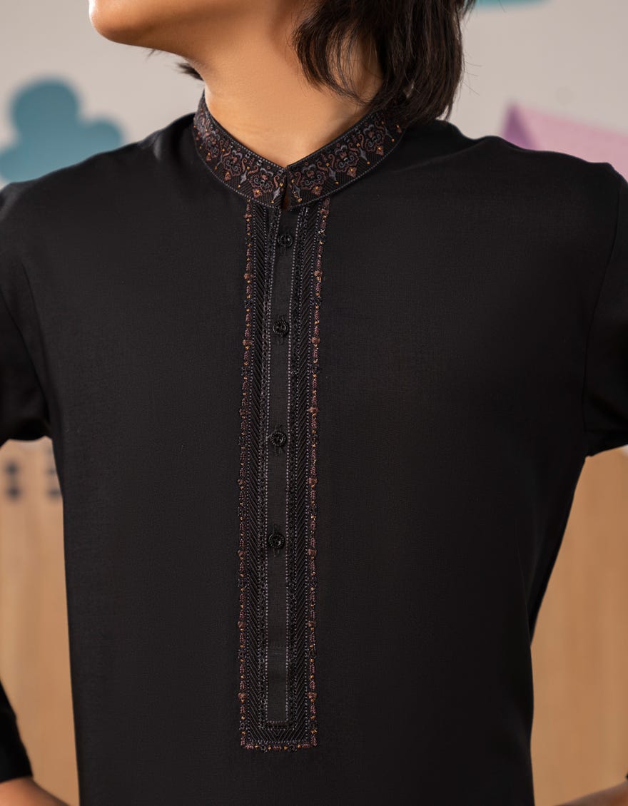 BLACK BLENDED KURTA TROUSER