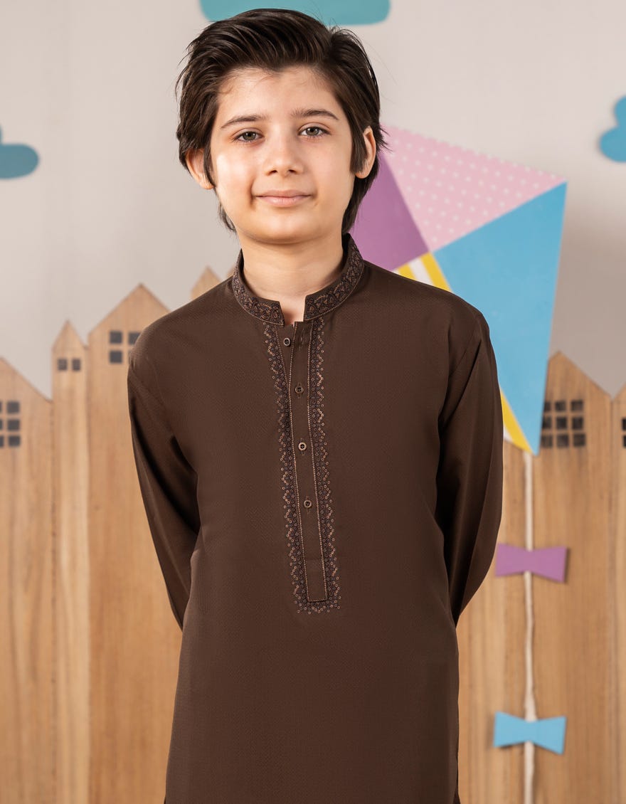 BROWN BLENDED KAMEEZ SHALWAR