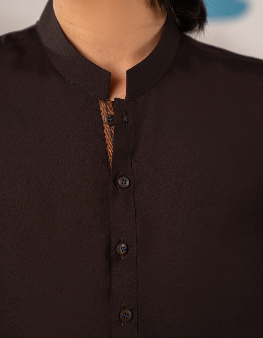 DARK BROWN BLENDED KURTA TROUSER