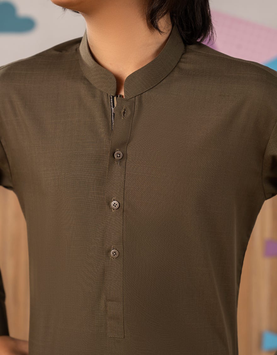OLIVE BLENDED KAMEEZ SHALWAR