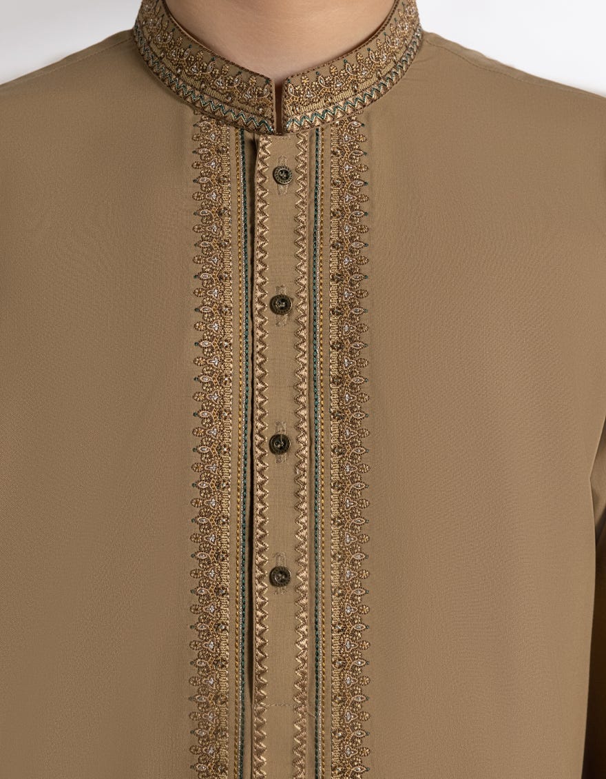 LIGHT BROWN BLENDED KURTA TROUSERS