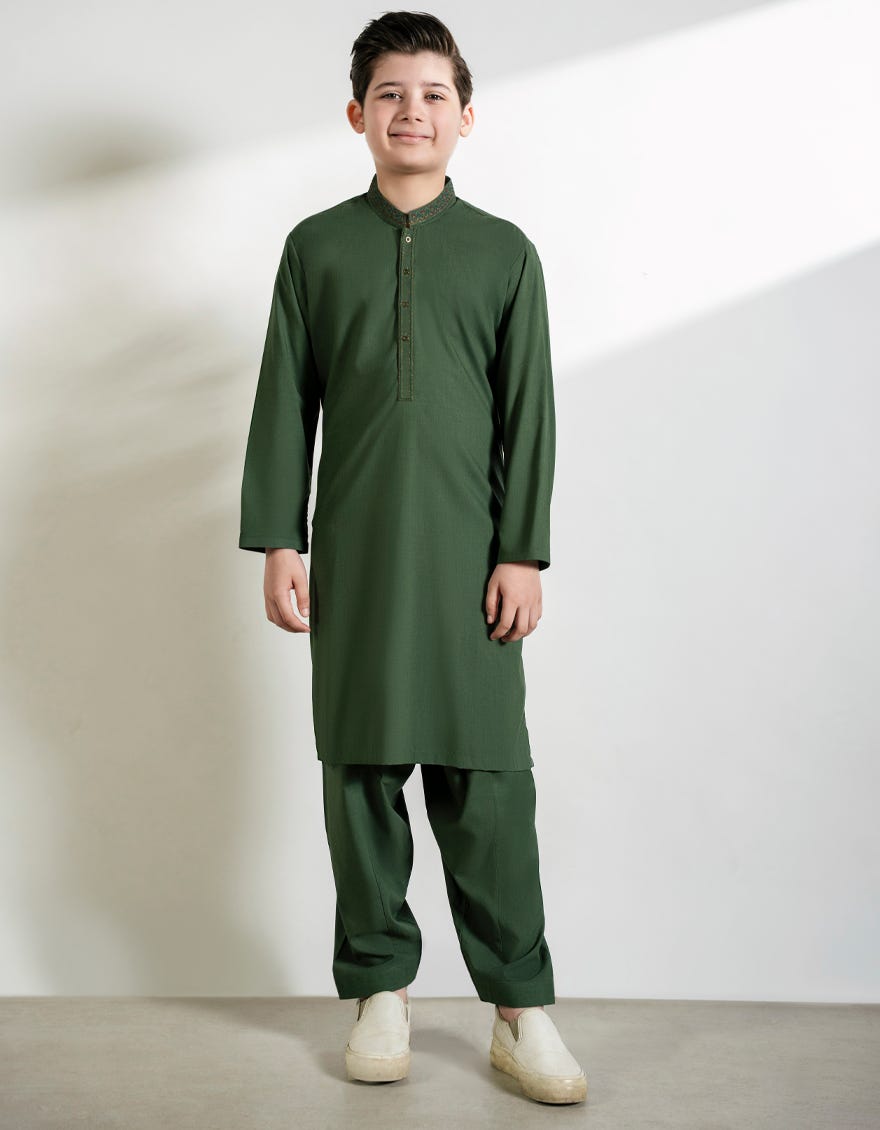 GREEN BLENDED KAMEEZ SHALWAR