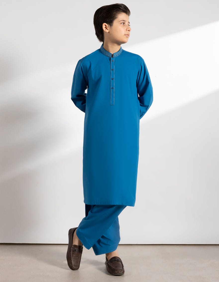 BLUE BLENDED KAMEEZ SHALWAR
