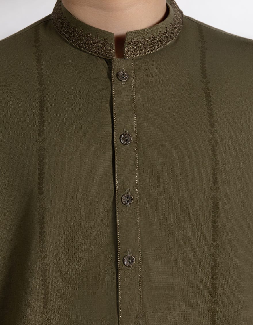 OLIVE GREEN BLENDED KAMEEZ SHALWAR