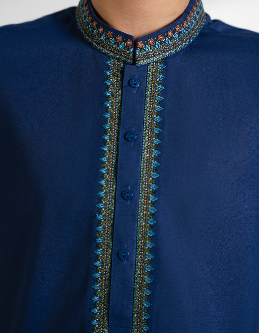 BLUE BLENDED KAMEEZ SHALWAR