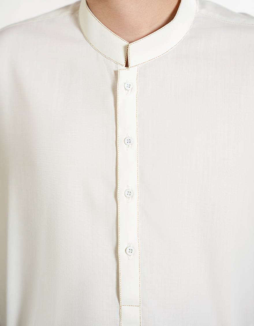 OFF WHITE BLENDED KURTA TROUSERS