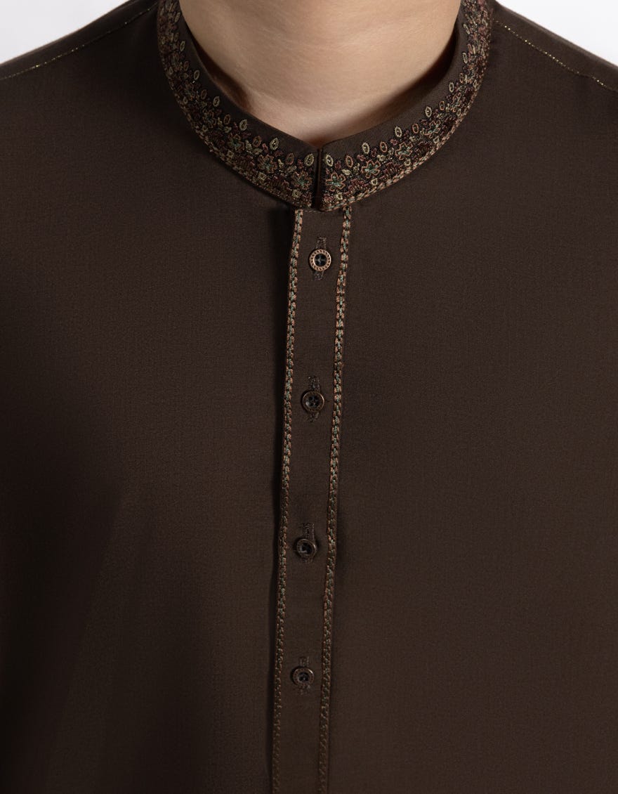 BROWN BLENDED KURTA TROUSERS