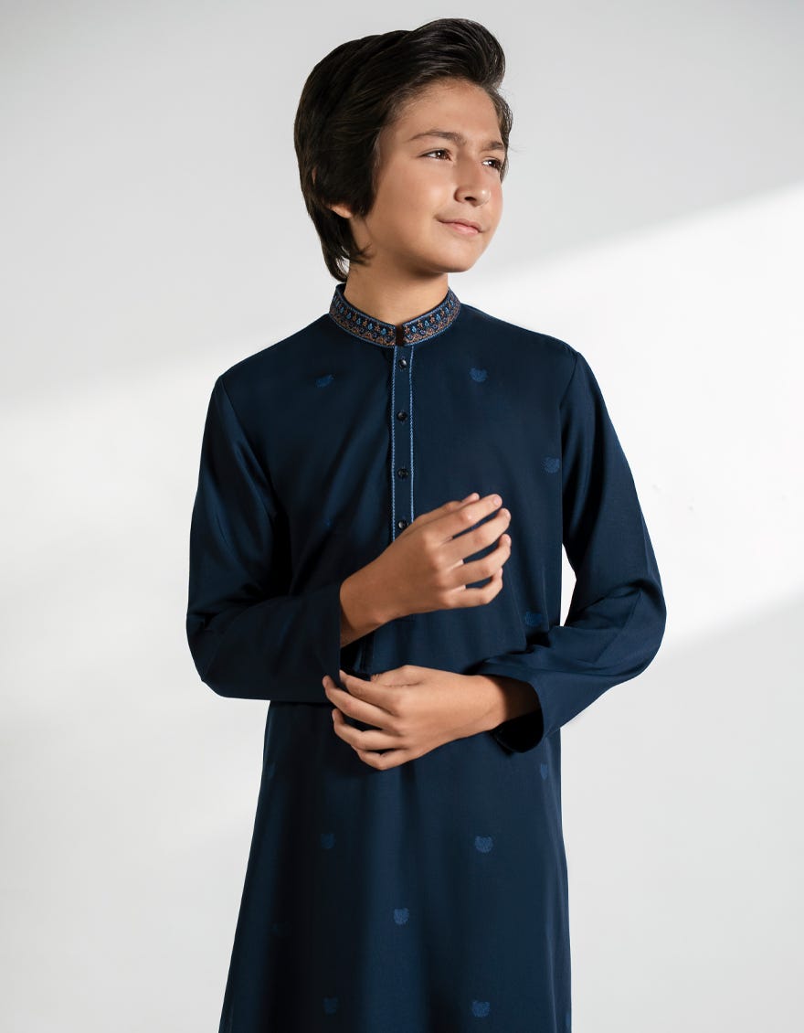 NAVY BLUE BLENDED KAMEEZ SHALWAR