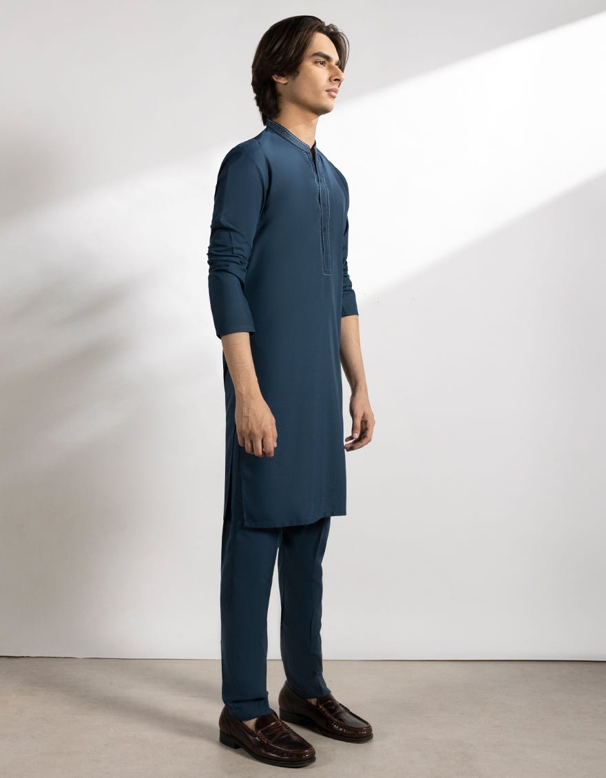 BLUE BLENDED KAMEEZ SHALWAR